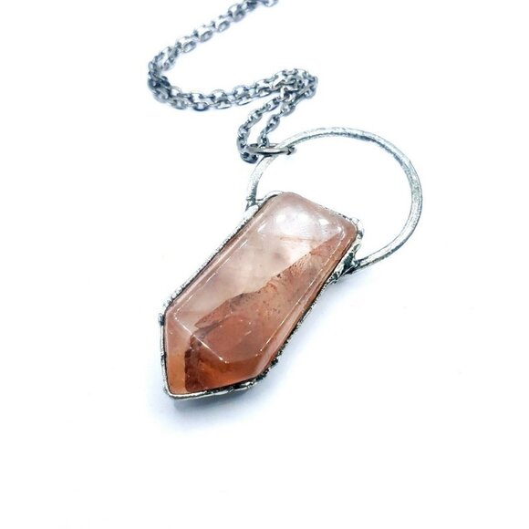 Fire Quartz Crystal Necklace Handmade - Picture 1 of 12